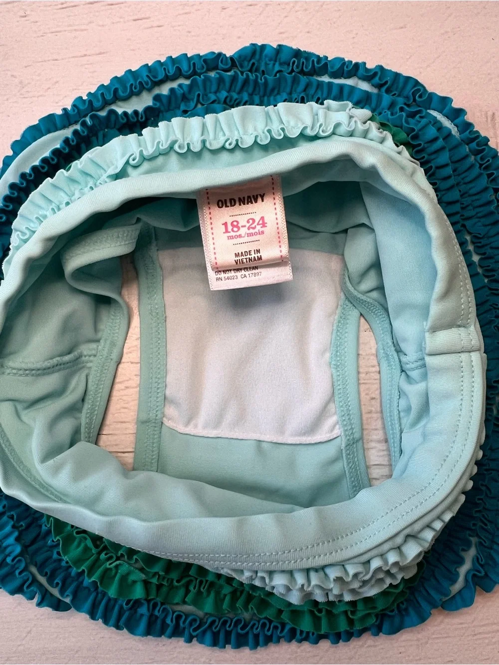 Old Navy Toddler Aqua & Teal Ruffle Swim Bottoms